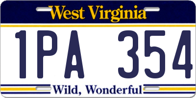 WV license plate 1PA354