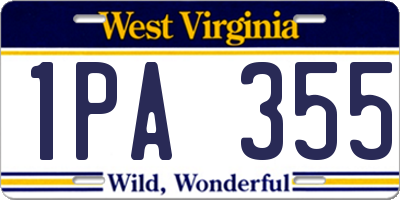 WV license plate 1PA355
