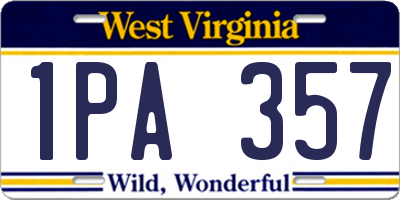 WV license plate 1PA357