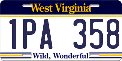 WV license plate 1PA358