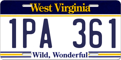 WV license plate 1PA361