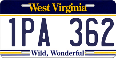 WV license plate 1PA362