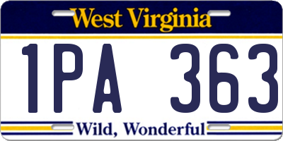 WV license plate 1PA363