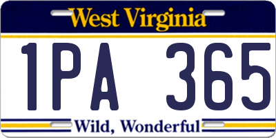 WV license plate 1PA365
