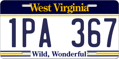 WV license plate 1PA367