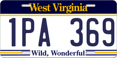 WV license plate 1PA369