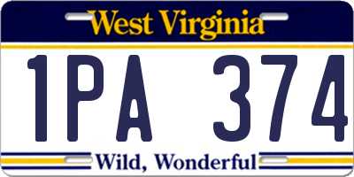 WV license plate 1PA374