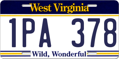 WV license plate 1PA378