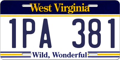 WV license plate 1PA381
