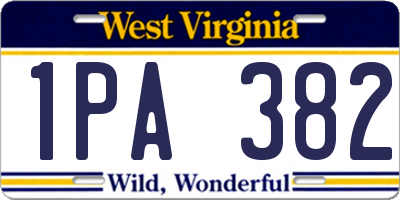 WV license plate 1PA382