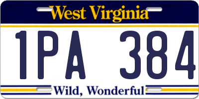 WV license plate 1PA384