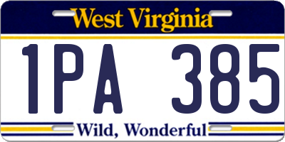 WV license plate 1PA385