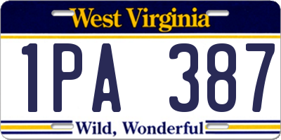 WV license plate 1PA387