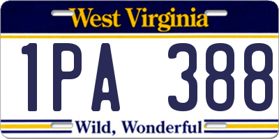 WV license plate 1PA388