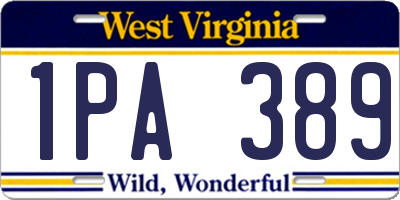 WV license plate 1PA389