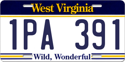 WV license plate 1PA391
