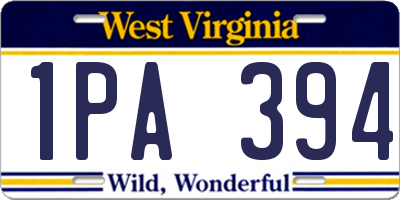 WV license plate 1PA394
