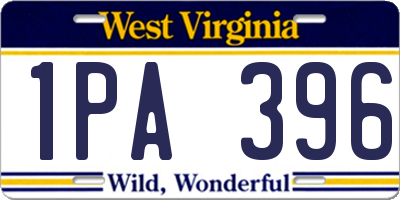 WV license plate 1PA396