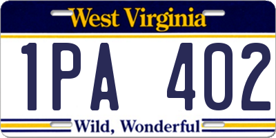 WV license plate 1PA402