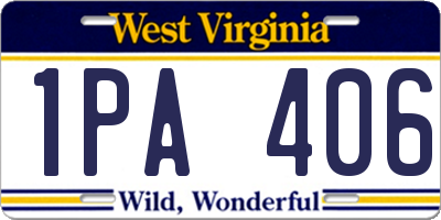 WV license plate 1PA406