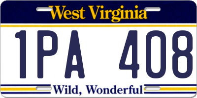 WV license plate 1PA408