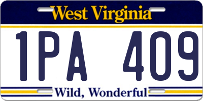 WV license plate 1PA409