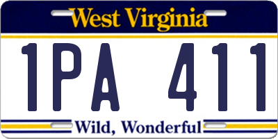 WV license plate 1PA411