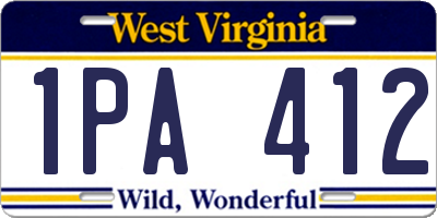 WV license plate 1PA412