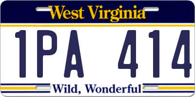 WV license plate 1PA414