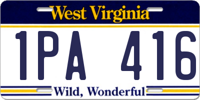 WV license plate 1PA416