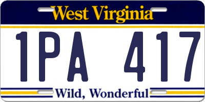 WV license plate 1PA417