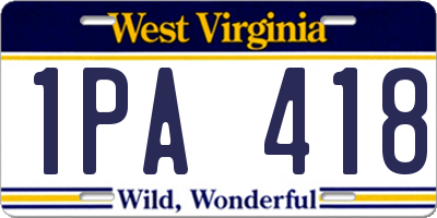 WV license plate 1PA418
