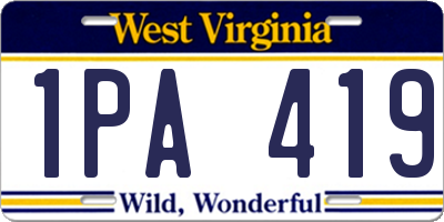 WV license plate 1PA419