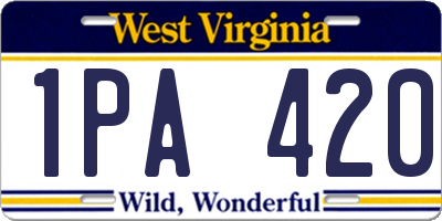 WV license plate 1PA420