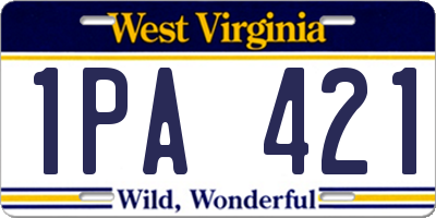 WV license plate 1PA421