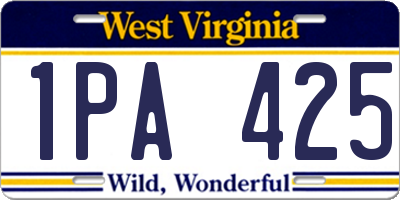 WV license plate 1PA425