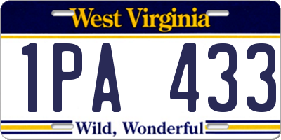 WV license plate 1PA433