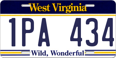 WV license plate 1PA434