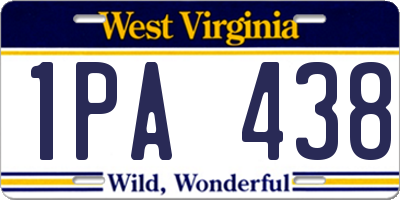 WV license plate 1PA438