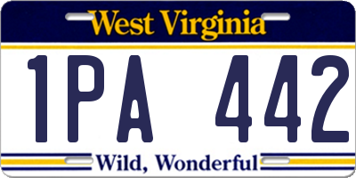 WV license plate 1PA442