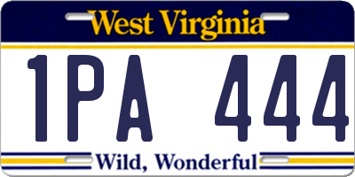 WV license plate 1PA444