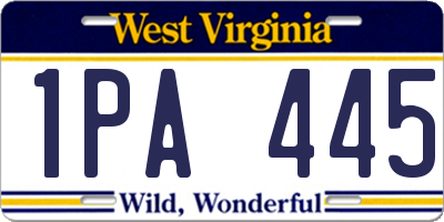 WV license plate 1PA445