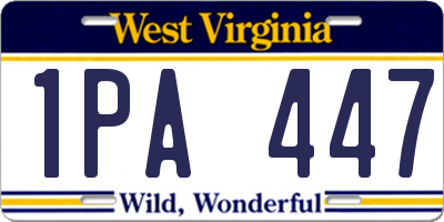 WV license plate 1PA447