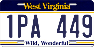 WV license plate 1PA449