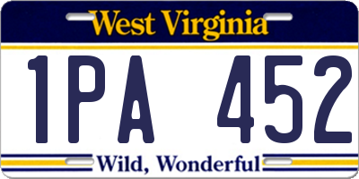 WV license plate 1PA452