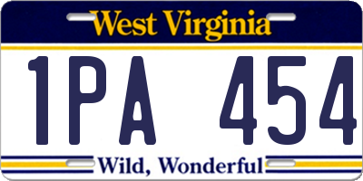 WV license plate 1PA454