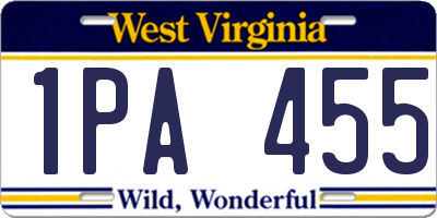 WV license plate 1PA455