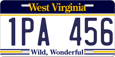 WV license plate 1PA456