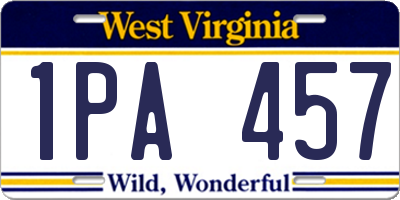 WV license plate 1PA457