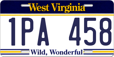 WV license plate 1PA458